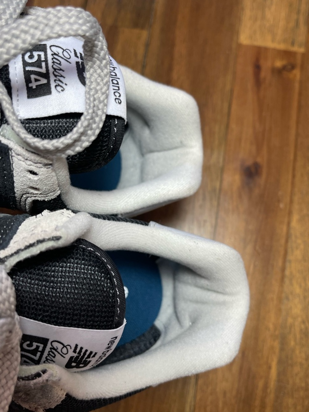 New Balance Classic 574 Black Suede & Light Gray Trim Sneakers - Picture 6 of 12